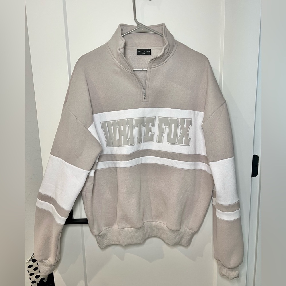White Fox Boutique Jokes on You Zip Front Sweatshirt in Grey